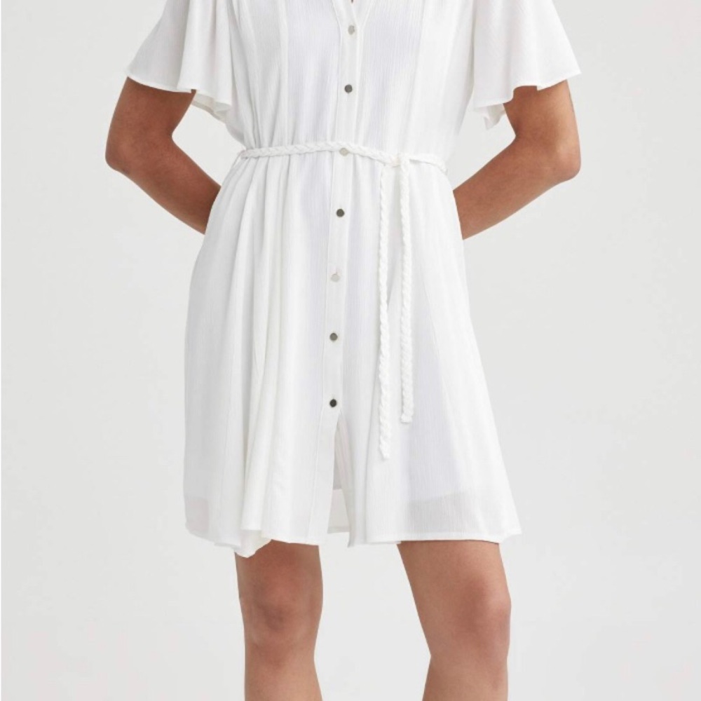 Zara White Ruffled Tie Front Sundress